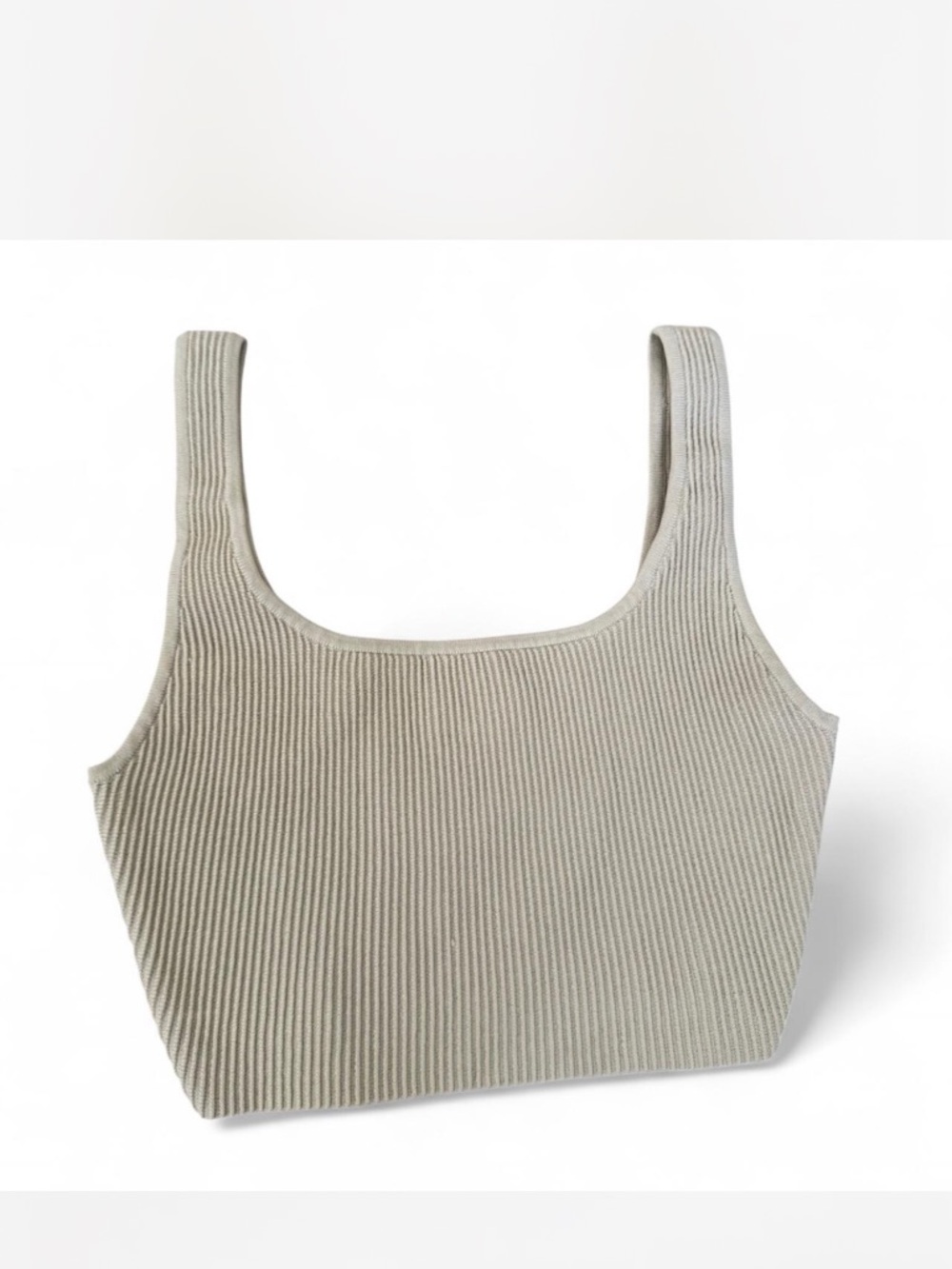 Babaton Ribbed Square-Neck Crop Tank - Taupe